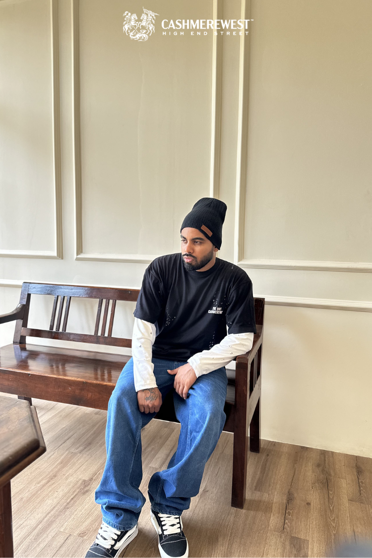 BLACK DOTTED LAYERED HEAVY TEE