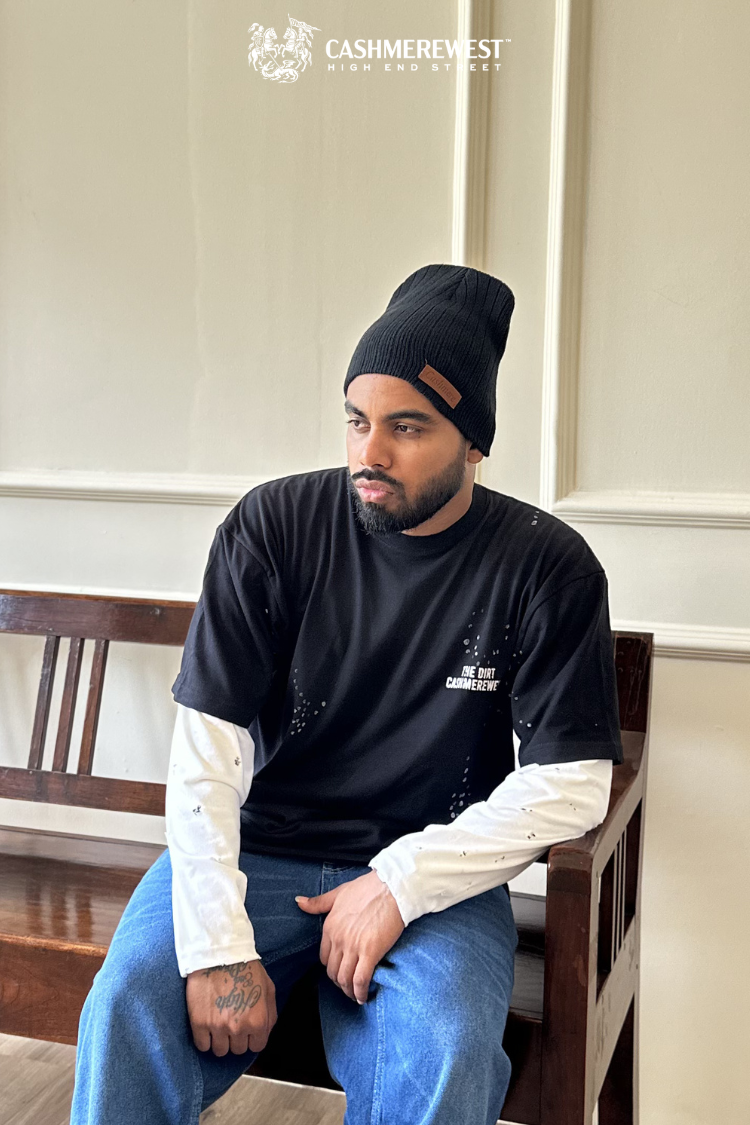 BLACK DOTTED LAYERED HEAVY TEE