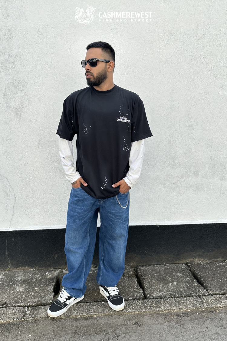 BLACK DOTTED LAYERED HEAVY TEE