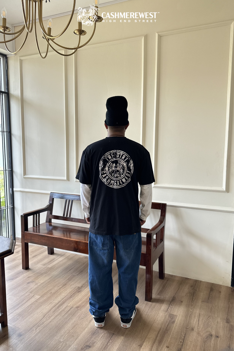 BLACK DOTTED LAYERED HEAVY TEE