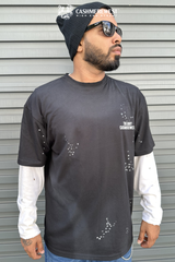 BLACK DOTTED LAYERED HEAVY TEE