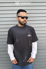 BLACK DOTTED LAYERED HEAVY TEE