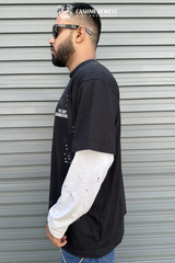 BLACK DOTTED LAYERED HEAVY TEE